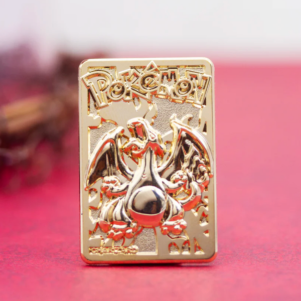 Gold Plated Charizard Card Pin –– Nostalgia Vault