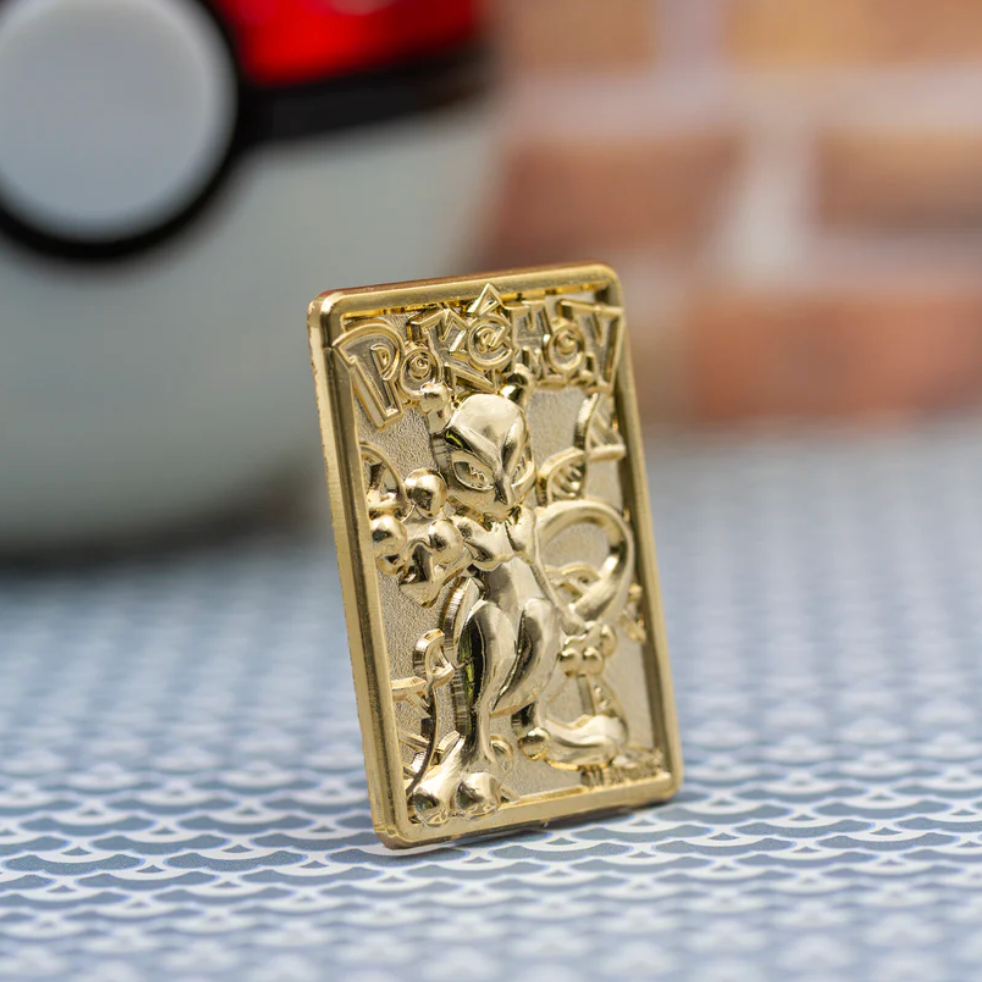 Gold Plated Mewtwo Card Pin –– Nostalgia Vault