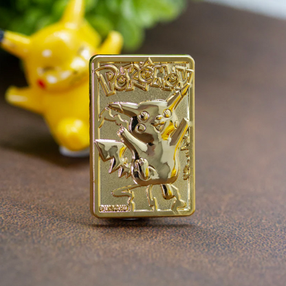 Gold Plated Pikachu Card Pin Nostalgia Vault Pinbadges LTD Gold Plated Pikachu Card Pin Nostalgia Vault Pinbadges LTD