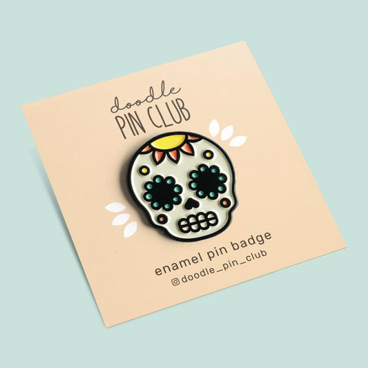 Sugar Skull Pin –– Lynn Doodles